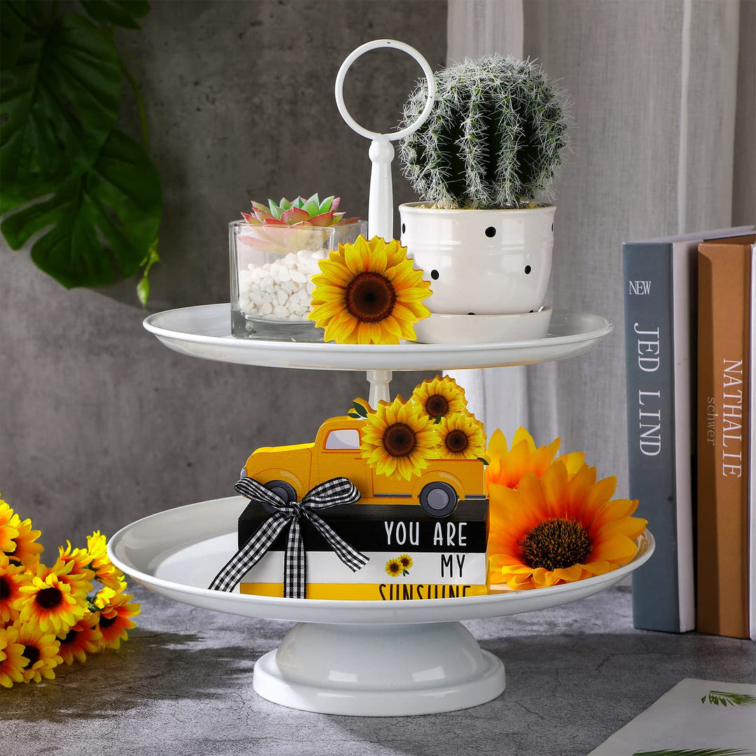 Yookeer 5 Pieces Farmhouse Tiered Tray Decor Items Rust