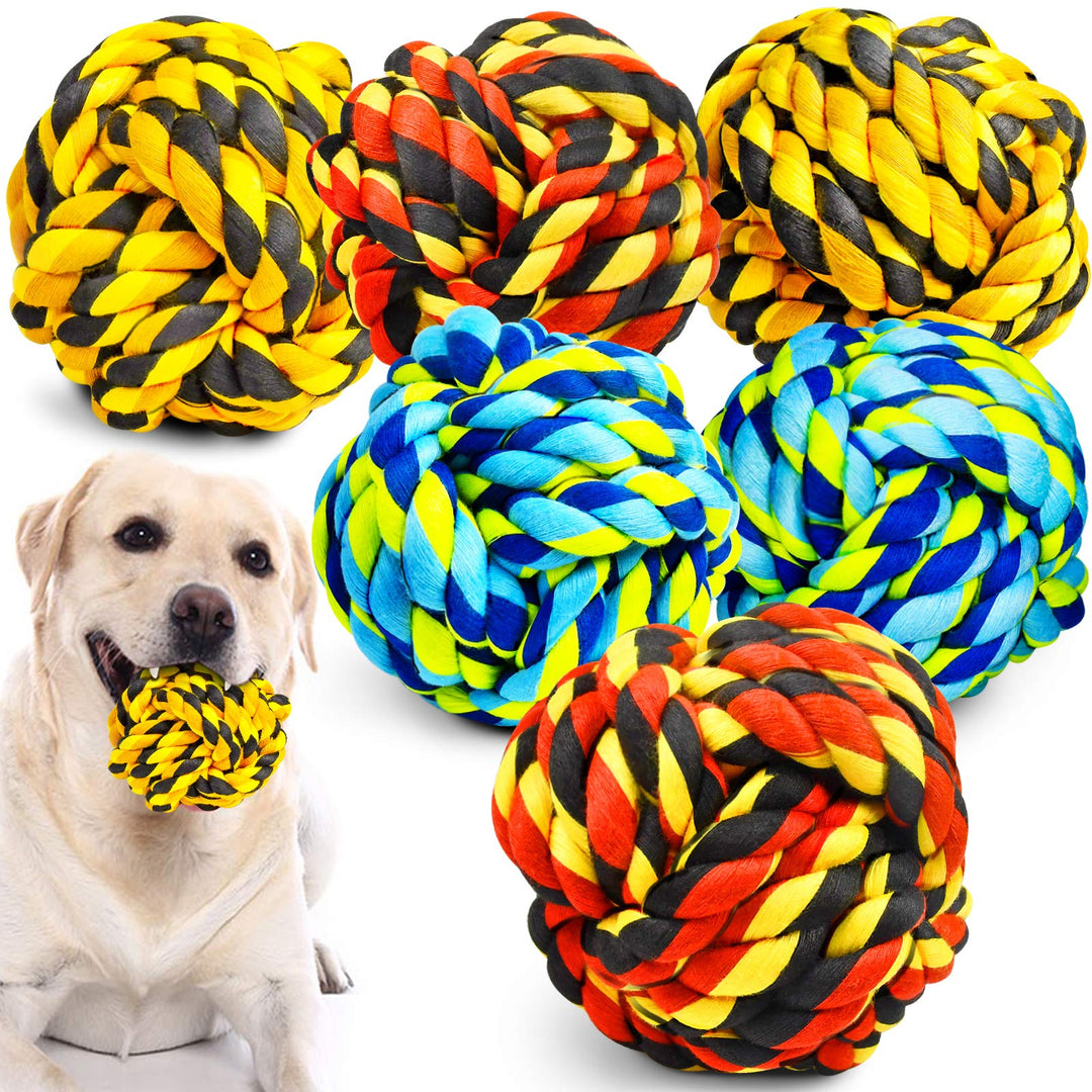 Dog Toys for Aggressive Chewers, Dog Balls for Large Breeds, Heavy Duty Cotton Rope Chew Toys with Tough Twisted for Medium Breeds, 6 Pack Indestructible Chew Toys
