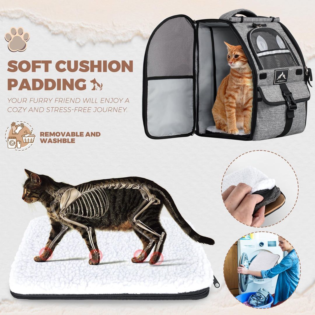 Pet Carrier Backpack for Dogs and Cats,Puppies,Ventilated Design Breathable Dog Carrier Backpack,Cat Bag for Hiking Travel Camping Outdoor Use,Gray