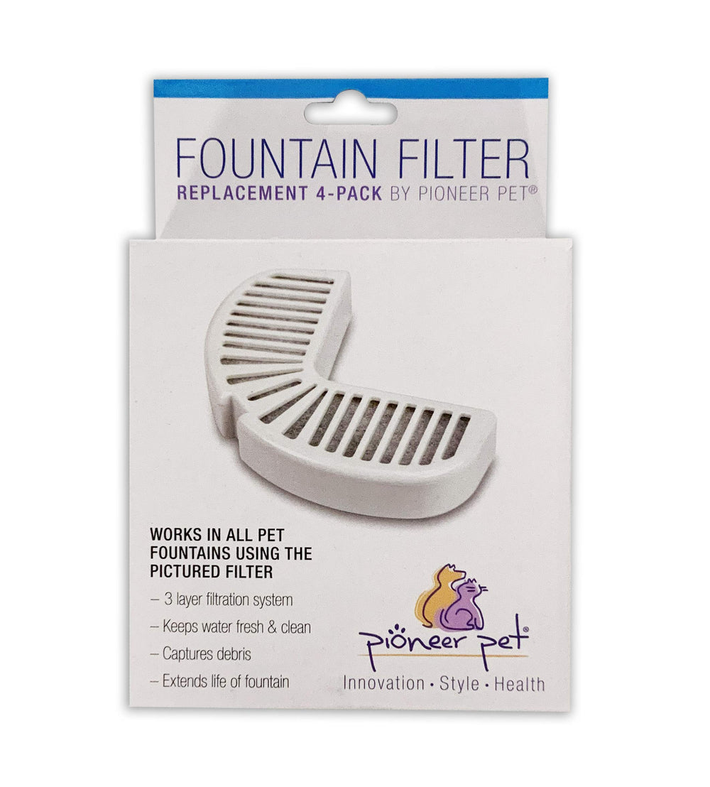 Water Fountain Replacement Filters – 4 Pack - fits Raindrop Stainless Steel and Big Max Ceramic Fountains – Easy to Change, Carbon Water Filter (3014)