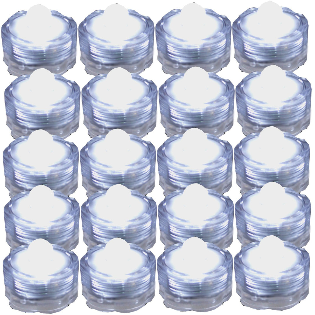 Bright LED Floral Tea Light Submersible Lights for Party Wedding (White, 20 Pack)