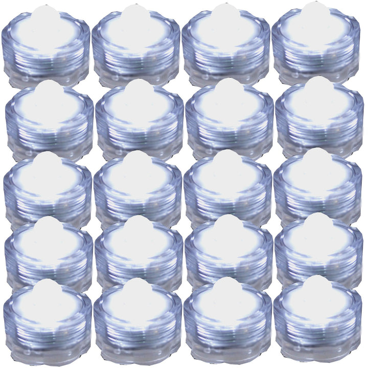 Bright LED Floral Tea Light Submersible Lights for Party Wedding (White, 20 Pack)