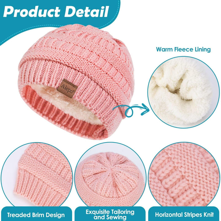 3 Pack Baby Beanie Hats for Girls Boys, Soft Warm Fleece Lined Baby Winter Hat for Newborn Infant Toddler Kids, Cute Cozy Knitted Beanie Cap for Cold Weather-16