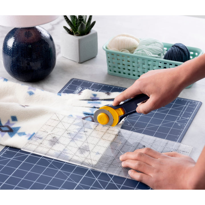 45mm Quick-Change Rotary Cutter (RTY-2C/NBL) - Rotary Fabric Cutter w/Blade Cover for Crafts, Sewing, Quilting, Replacement Blade: RB45-1 (Navy)