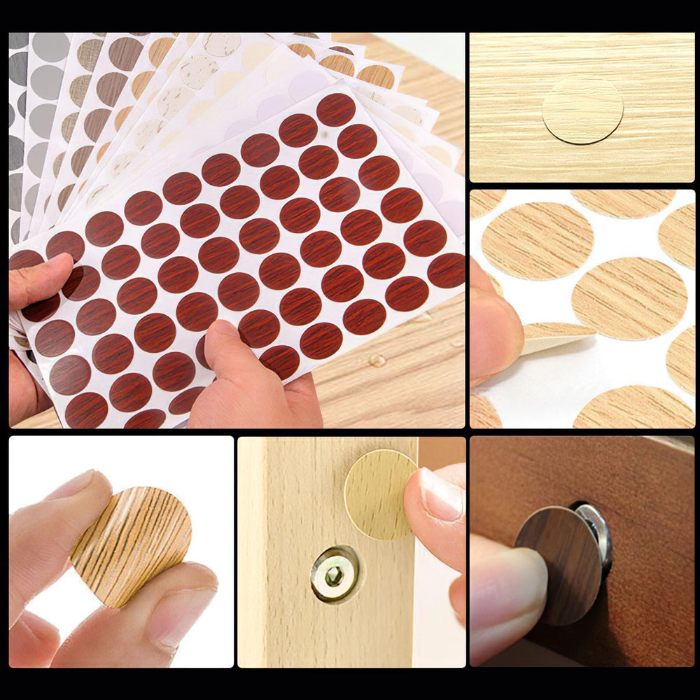 648 PCS 12 Colors Self-Adhesive Screw Holes Covers Stickers PVC Dustproof Stickers for Wood Furniture Cabinet Wall Desk Chair Bookcase Shelve Plate (54 PCS for 1 Sheet, 12 Sheets in Total)