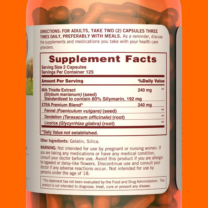 Sundown Standardized Milk Thistle 240 mg, Plus Fennel, 