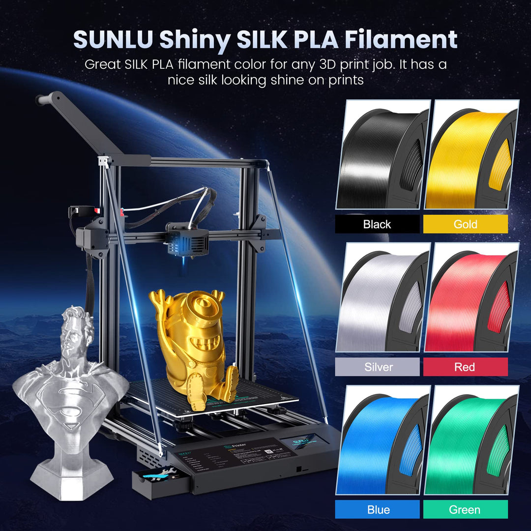 3D Printer Filament Rainbow Silk PLA, SUNLU Multicolor 