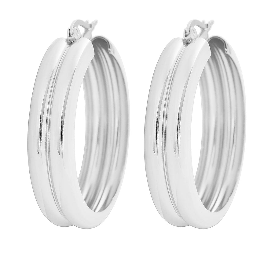 Edforce Women's Stainless Steel Double Round Hoop Earrings, (6mm x 25mm)