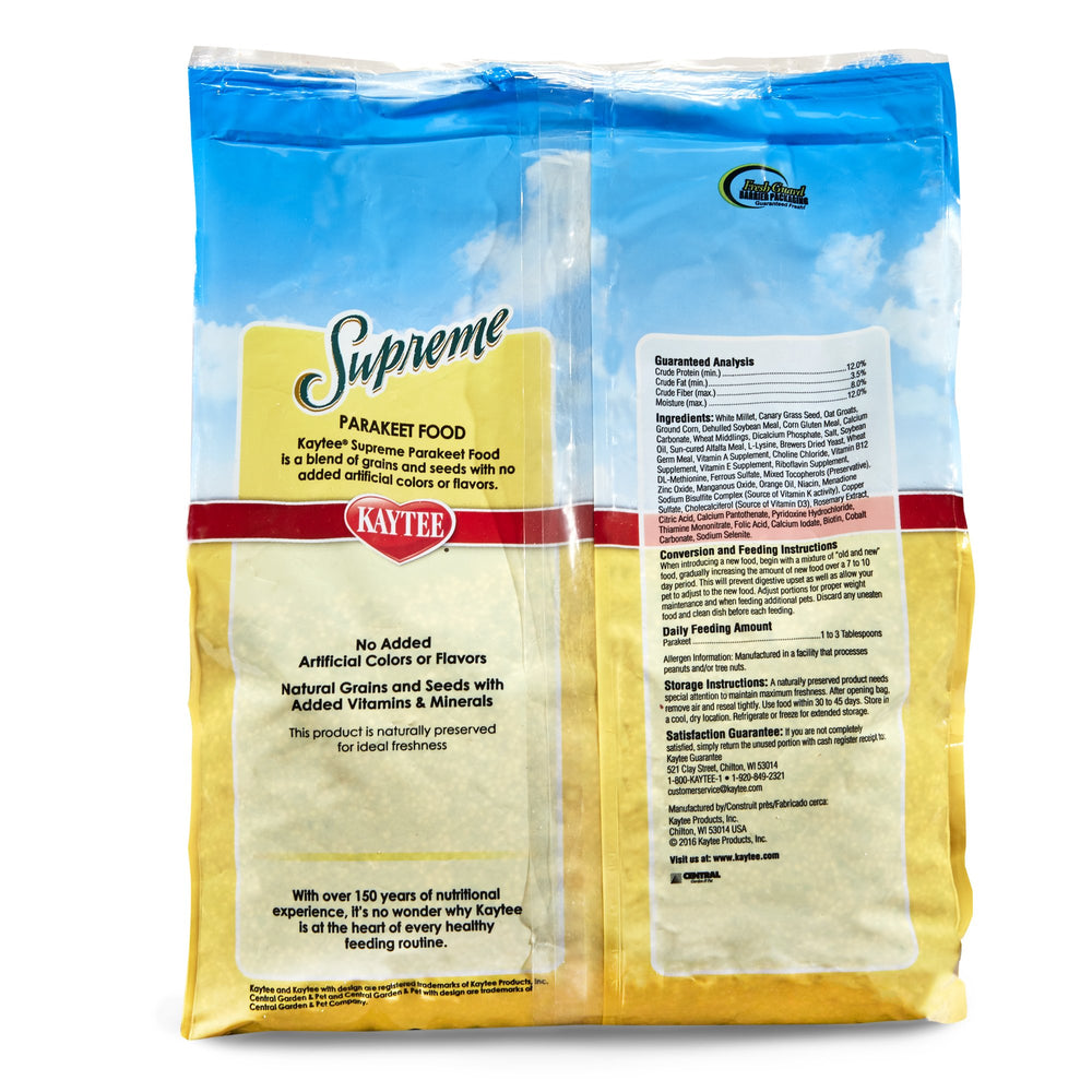 Supreme Bird Food For Parakeets, 5-Lb Bag