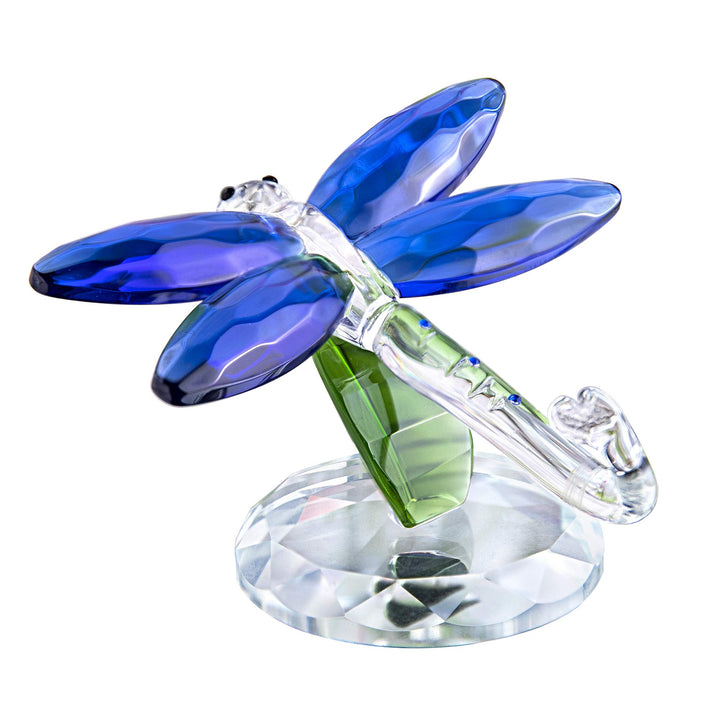 H&amp;D HYALINE &amp; DORA Crystal Glass Animals Figurine, Blue Standing Dragonfly,Gift Boxed