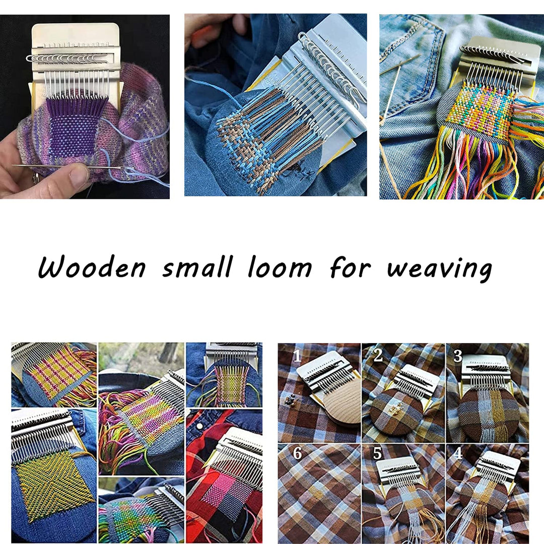 Speedweave Darning Loom 14 Hooks Type Weave Tool,Wooden Weaving Frame Loom for Beginners,Quickly Household Mending Loom,Hand Craft DIY Weaving Repair Tool for Jeans,Socks and Clothes