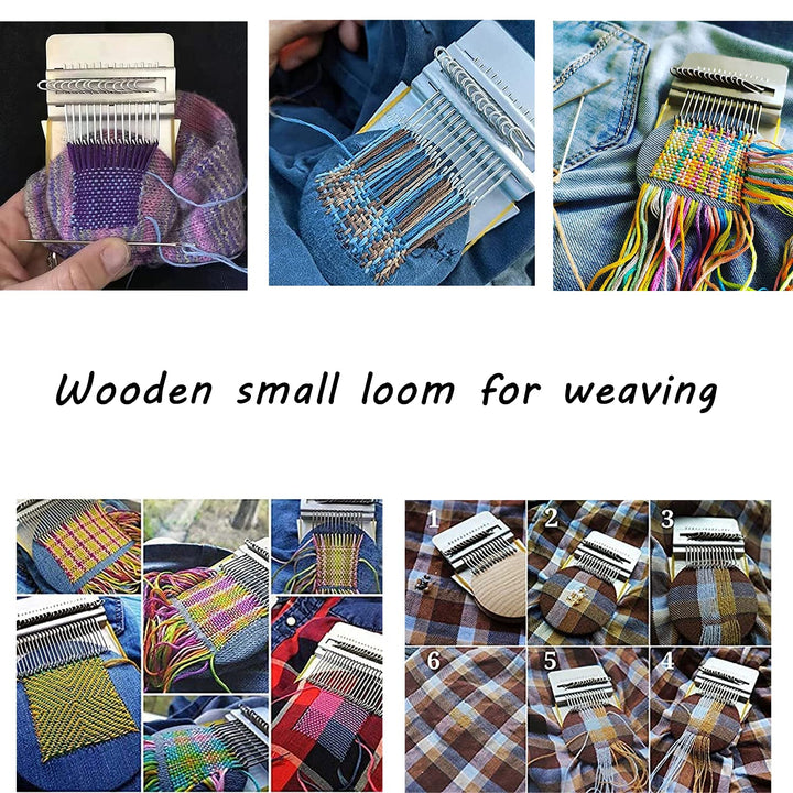 Speedweave Darning Loom 14 Hooks Type Weave Tool,Wooden Weaving Frame Loom for Beginners,Quickly Household Mending Loom,Hand Craft DIY Weaving Repair Tool for Jeans,Socks and Clothes