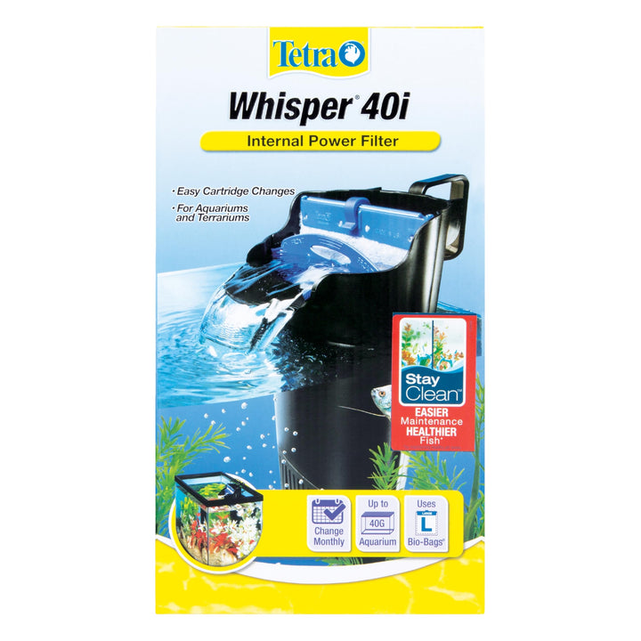 Whisper Internal Filter 20 To 40 Gallons, For Aquariums, In-Tank Filtration With Air Pump