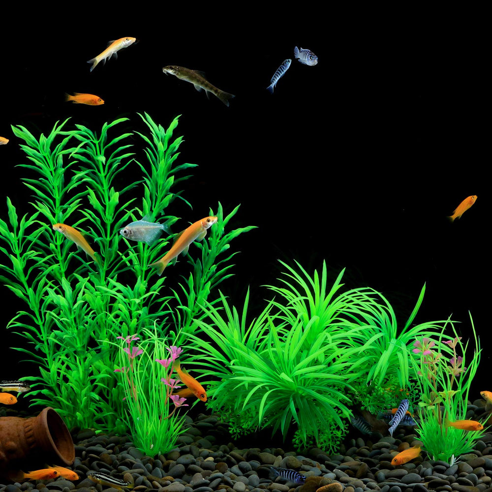 Fish Tank Plants, Artificial Aquatic Plants for Aquarium Decorations (Pack of 4)