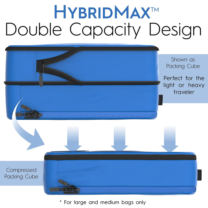 4-Piece Deluxe Compression Packing Cubes Travel - Maximize Space In Luggage With Double Capacity Design, Luxury Compressible Packing Cubes For Travel, Large, Small, &amp; Medium Set