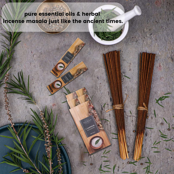 Incense Sticks with Wooden Burner Natural Relaxing | Aromatherapy Incense for Air Purifier, Mind &amp; Spirit &amp; Ritualistic Fragrance | Gift Set (Set of 6 Packs - Total 120 Sticks)
