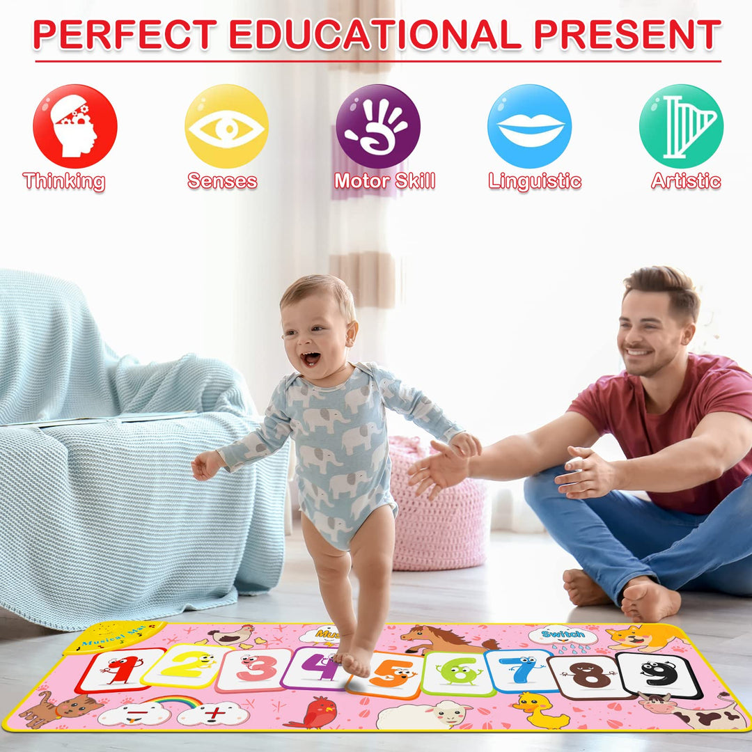 Aywewii Toddler Toys Piano Mat Floor Musical Mat Anti-Slip Kids Dance Mat Toddler Girl Toys Musical Playmat with Flash Cards Fun Birthday and Easter Gifts Toys for 1 2 3 Year Olds