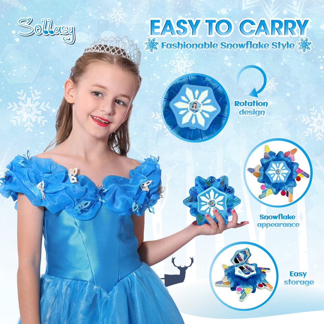 Kids Makeup Kit for Girl 24 Colors Girls Play Makeup Set Washable Safe Funny Snowflake Shaped Kids Make Up Sets Cosmetics Kit Birthday Halloween Toys Gift for 3 4 5 6 7 8 9 10 Years Old