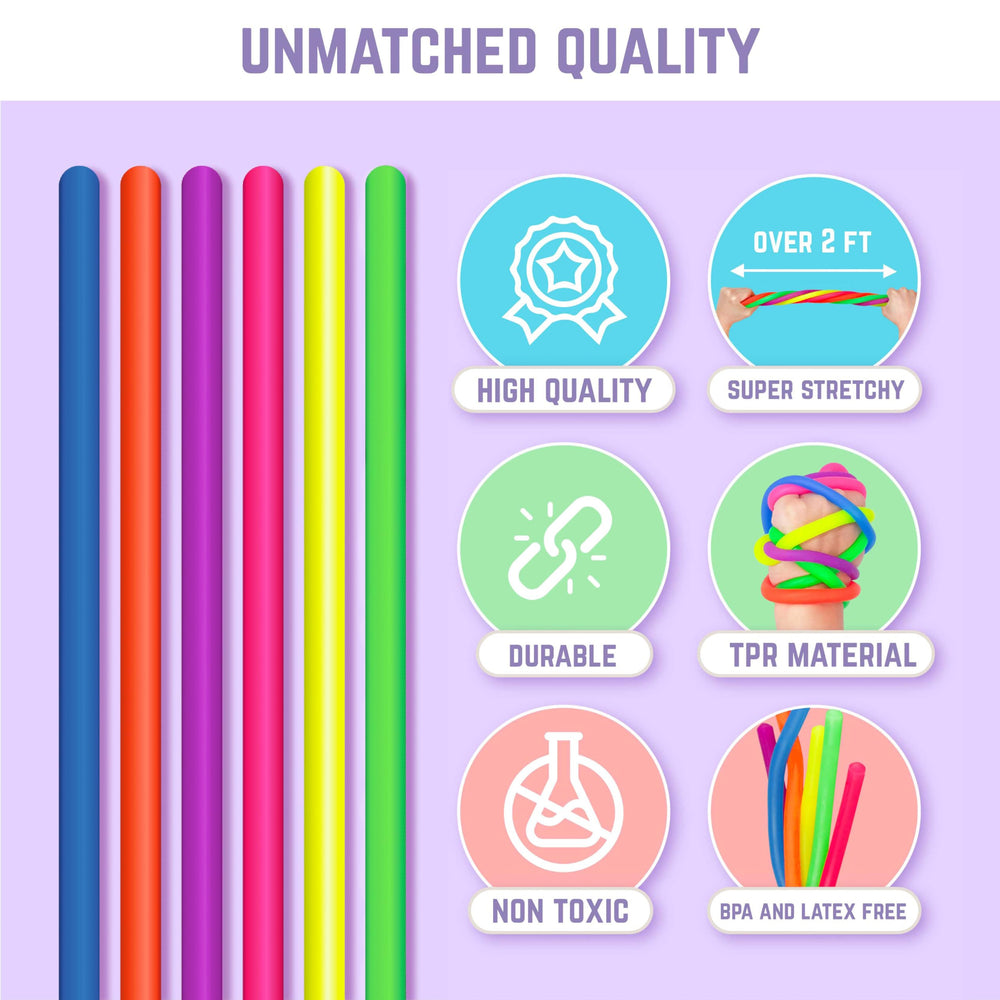 Stocking Stuffers for Kids - Stretchy Sensory Strings - Stimulating & Addictive Sensory Toys for Kids - Stocking Stuffers for Boys and Girls - Non Mouthable Toy - Smooth 6 Pack