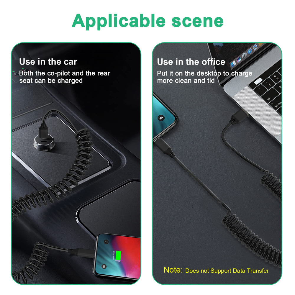 Coiled iPhone Charger Cable, [Apple MFi Certified] Retractable USB to Lightning Charging Cable (6Ft) for iPhone 13Pro/12/11/X (Note: Not for CarPlay)