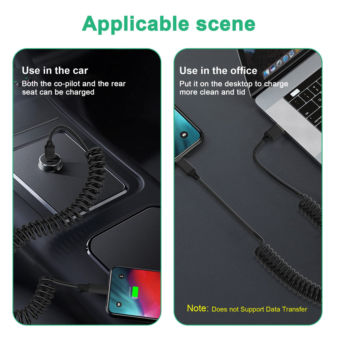 Coiled iPhone Charger Cable, [Apple MFi Certified] Retractable USB to Lightning Charging Cable (6Ft) for iPhone 13Pro/12/11/X (Note: Not for CarPlay)