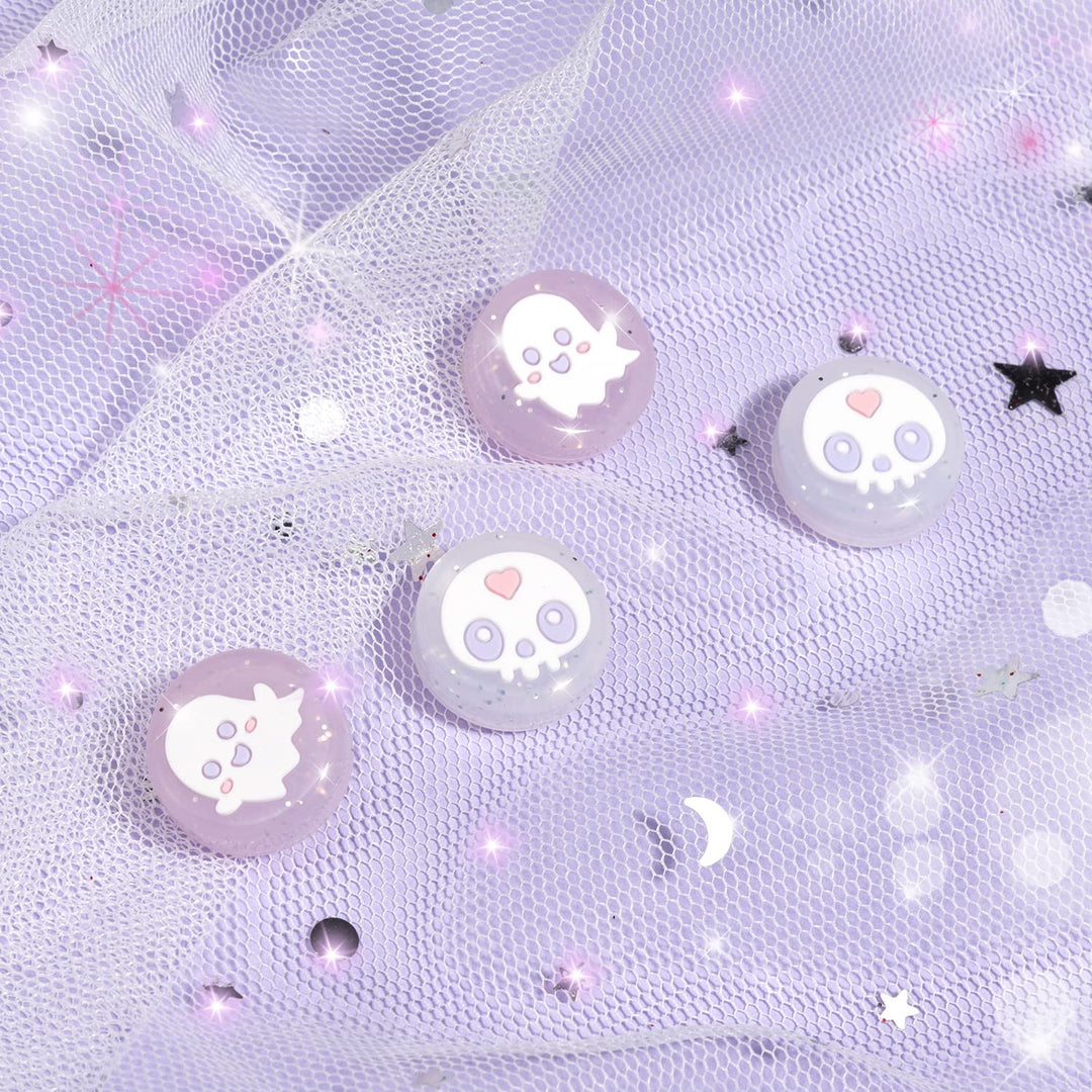 BelugaDesign Ghost Thumb Grips | Halloween Gothic Clear Jelly Glitter Joystick Grip Button Caps | Compatible with Nintendo Switch Standard Lite OLED