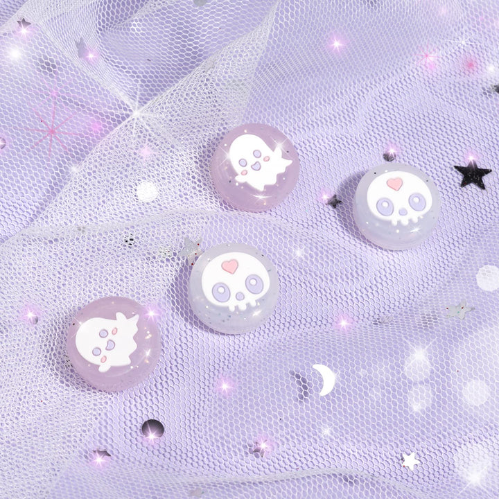 BelugaDesign Ghost Thumb Grips | Halloween Gothic Clear Jelly Glitter Joystick Grip Button Caps | Compatible with Nintendo Switch Standard Lite OLED