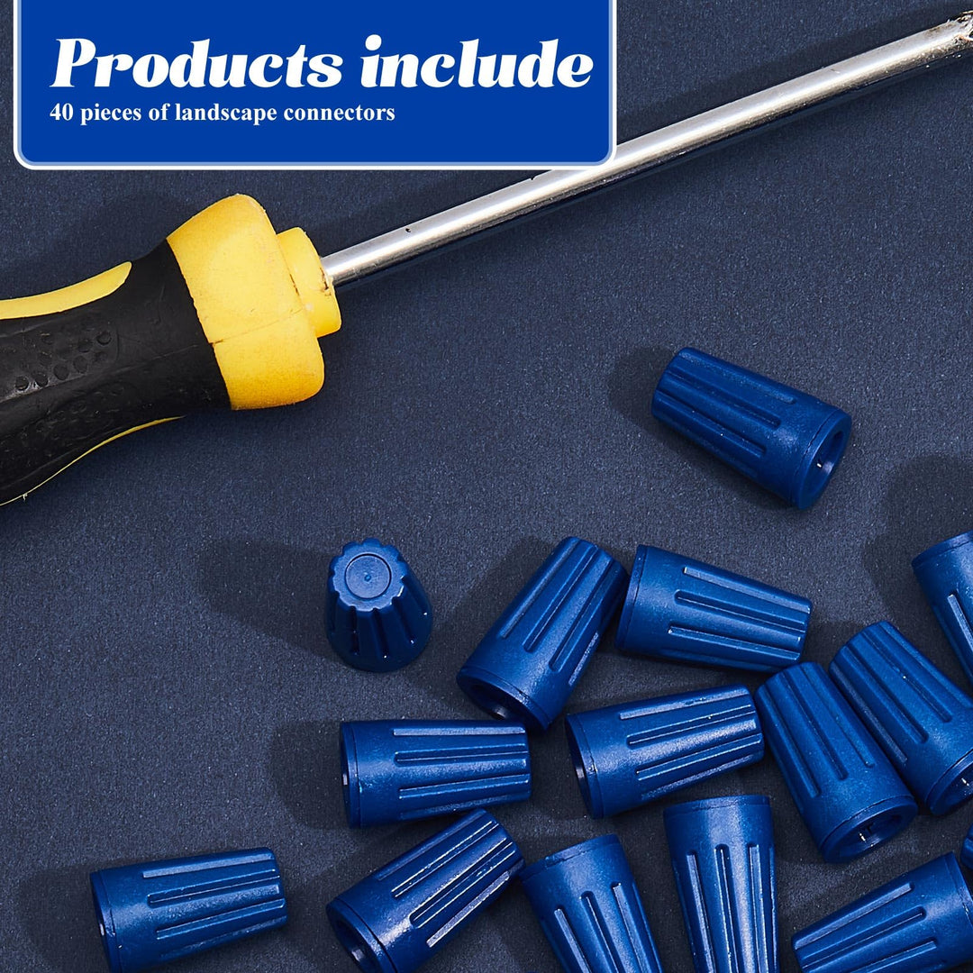 Waterproof Outdoor Electrical Connector Cable Terminal Waterproof Connector Landscape Wire Splice Connector for Building Application Connect Wet Location Installation, Blue (40 Pieces)
