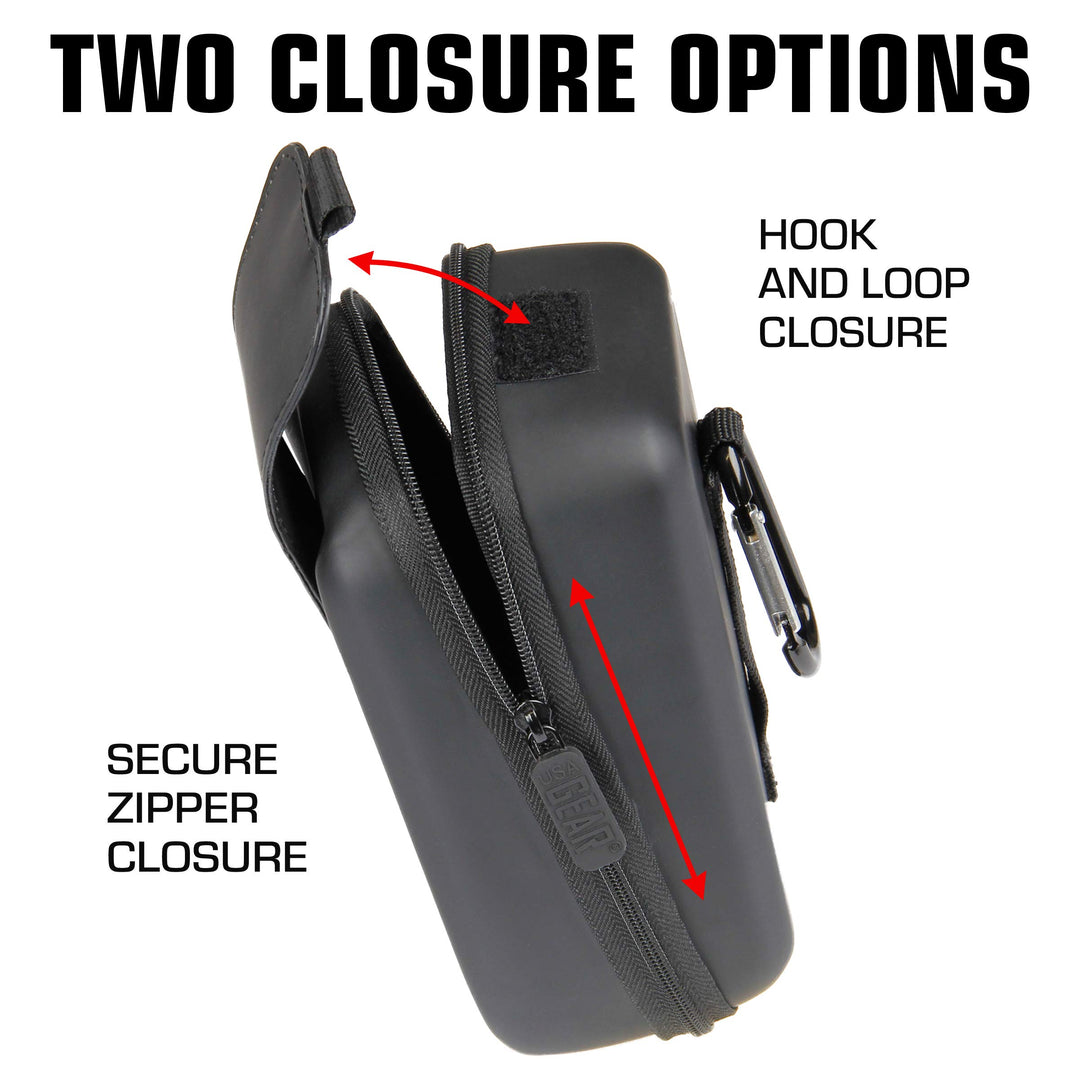 Glasses Case Semi Hard Shell - Sunglasses Case/Safety Glasses Case Compatible with Sunglasses, Safety Glasses and More - Rugged Hard Glasses Case with Belt Loop and Carabiner - Black