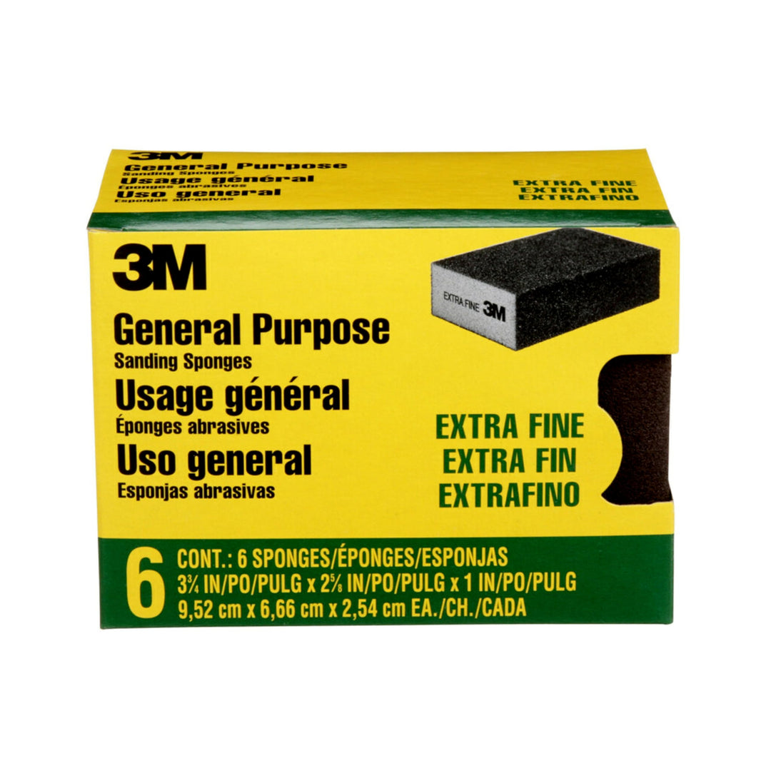 Sanding Sponge Block, 6-Pack, Extra Fine Grits, 3-3/4 in x 2-5/8 in, Designed For Sanding Wood, Paint, Metal, Plastic or Drywall, Features Abrasive, Made with Durable Flexible Foam (CP000-6P-CC)