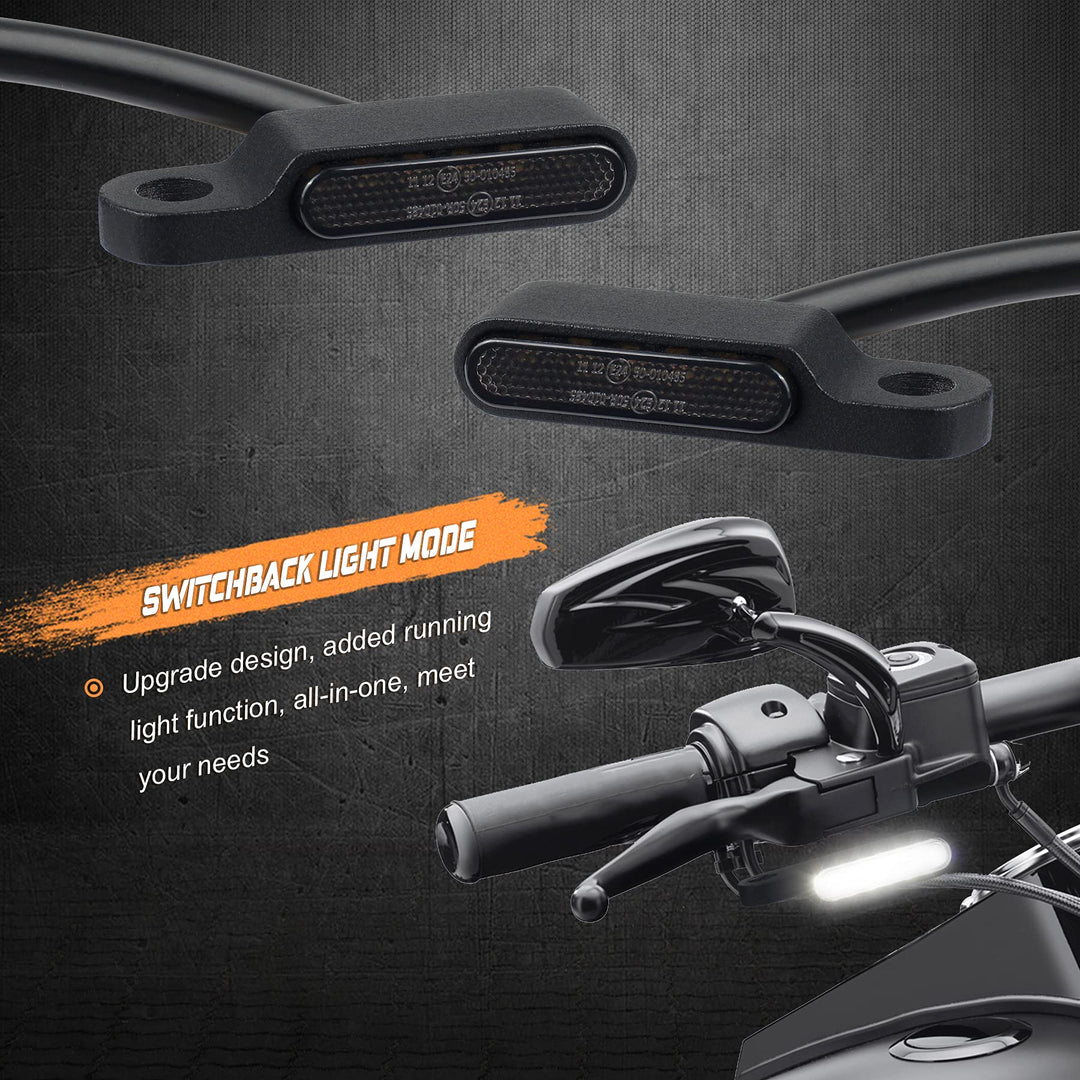 Handlebar LED Turn Signals Mini Motorcycle Blinkers Front Running Light Universal Compatible with Harley Sportster Dyna Honda Shadow Kawasaki Vulcan Yamaha V-Star Road Star