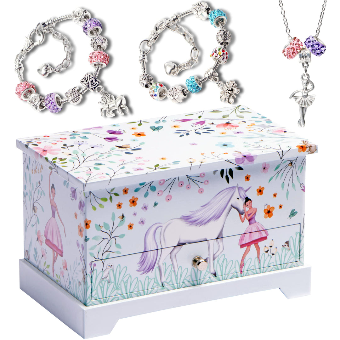 Jewelry Box for Girls &amp; Little Girls Jewelry Box - Unicorn Kids Jewelry Box - Girls Music Box - Musical Girls Jewelry Box Organizer - Music Boxes for Girls