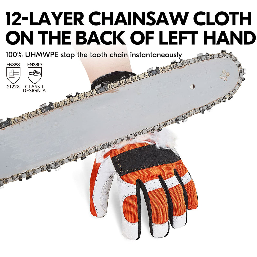 Vgo... Chainsaw Gloves Cut Resistant 12-Layer, Work Glo