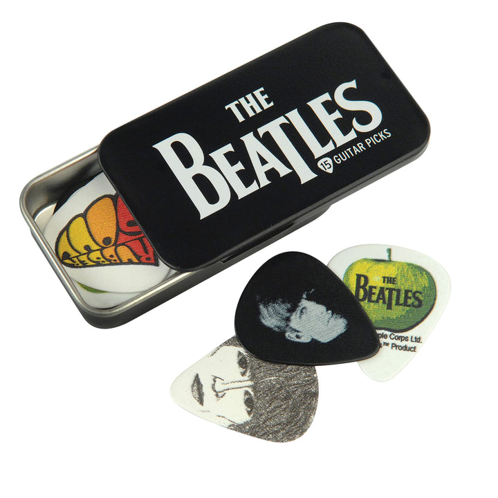 D&#39;Addario Accessories Beatles Guitar Picks - The Beatles Collectable Guitar Picks - Picks with Tin, 15 Pack, Logo