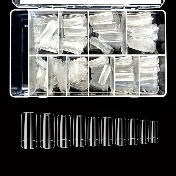 BE.YOU Beyou Clear Cosmo 500 Artificial False Nail Tips 10Sizes 23012 For Nail Shop Nail Salon (Clear)