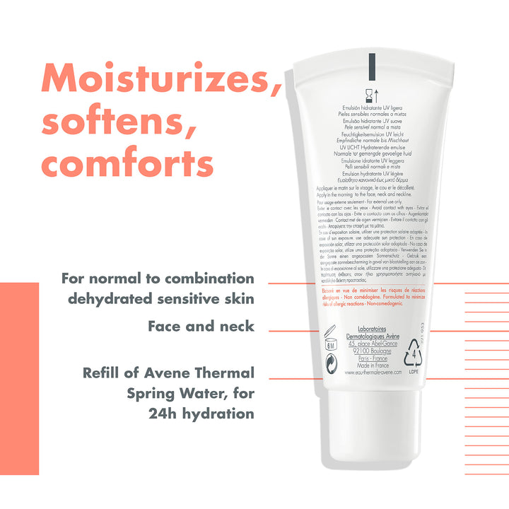 Eau Thermale Avène Hydrance LIGHT Hydrating Emulsion, Daily Face Moisturizer Cream, Non-Comedogenic, 1.3 Fl Oz (Pack of 1)
