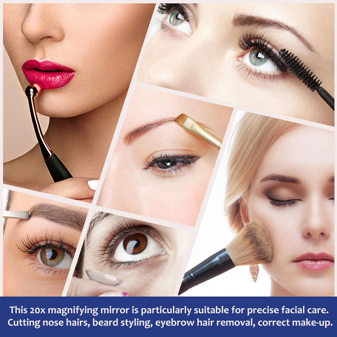 Magnifying Mirror 20x/1x,Double Sided Magnifying Mirror with Stand,Magnified Hand Mirror for Makeup,Blackhead/Comedone Removal (5inch,20X/1X,Silver)