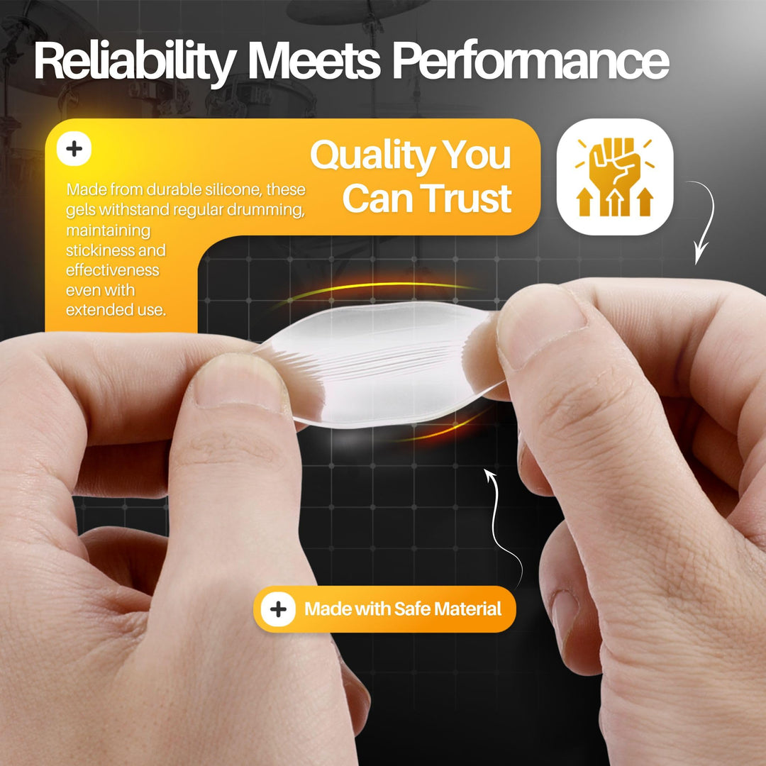 Drum Head Dampeners - 12 Pieces Clear Reusable Washable Sticky Silicone Drum Gels for Dampening Resonance &amp; Control Overtones, Snare Drum Dampeners for Precise Sound Quality of Drum &amp; Cymbals