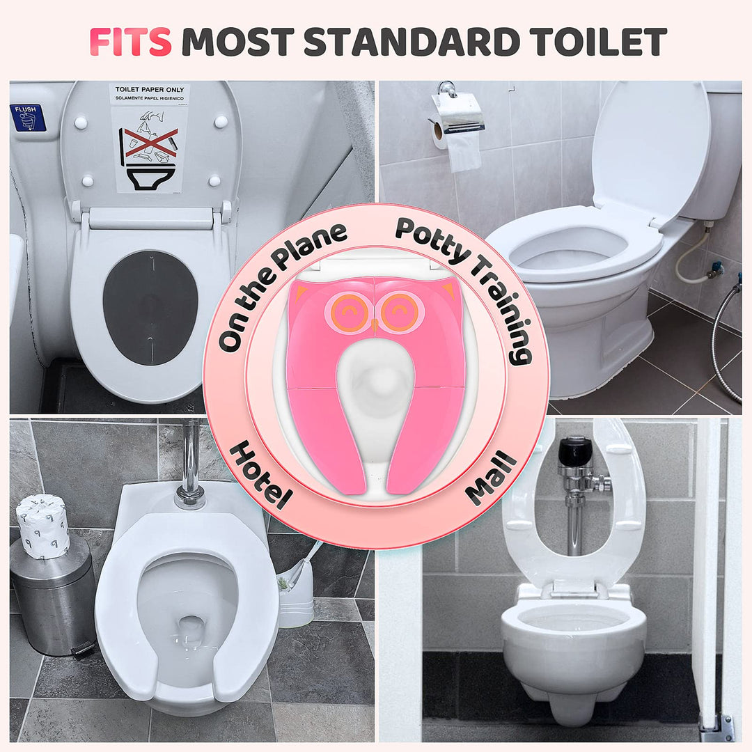 Upgrade Non-Slip Easily Removed Foldable Travel Potty Seat for Toddlers &amp; Kids, 6 Large Non-slip Silicone Pad, Home Reusable Portable Toilet Seat Cover Fits Most Toilets, Free Carry Bag