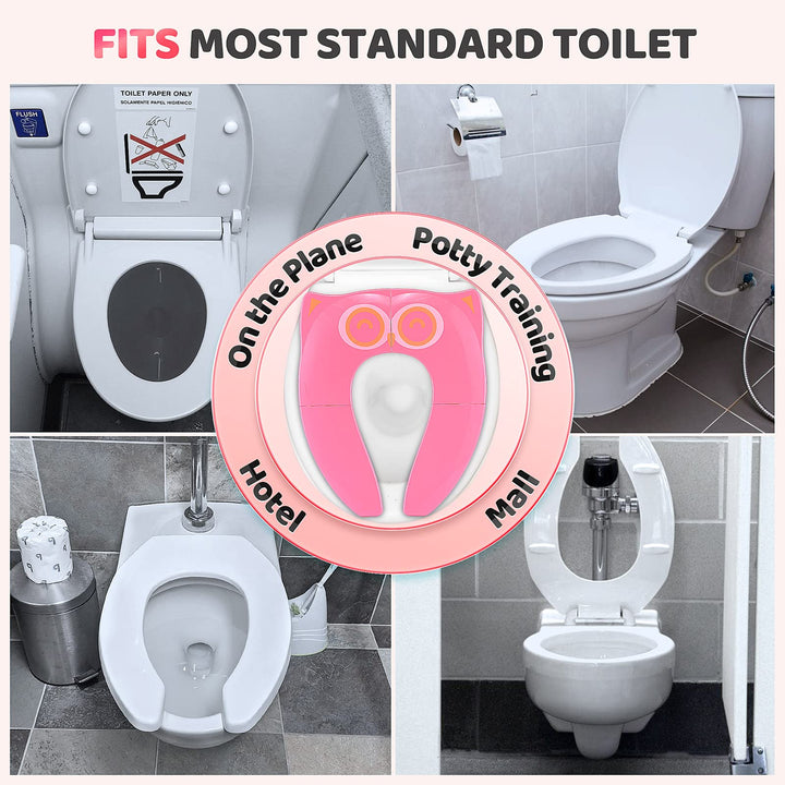 Upgrade Non-Slip Easily Removed Foldable Travel Potty Seat for Toddlers &amp; Kids, 6 Large Non-slip Silicone Pad, Home Reusable Portable Toilet Seat Cover Fits Most Toilets, Free Carry Bag