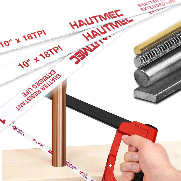 10 Hacksaw Blades Replacement Bi-Metal(10 Pack) 18 TPI High Speed Steel Grounded Teeth HT0119-CT