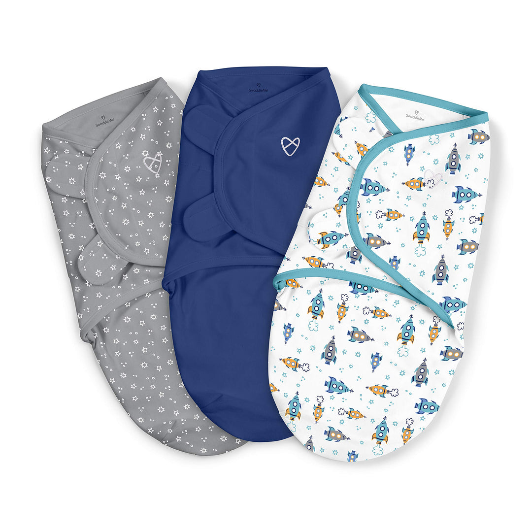 by Ingenuity Original Swaddle with Easy-Change, 100% Cotton, Improves Sleep &amp; Calms Startle Reflex, 3-6 Months, 3-Pack - Superstar
