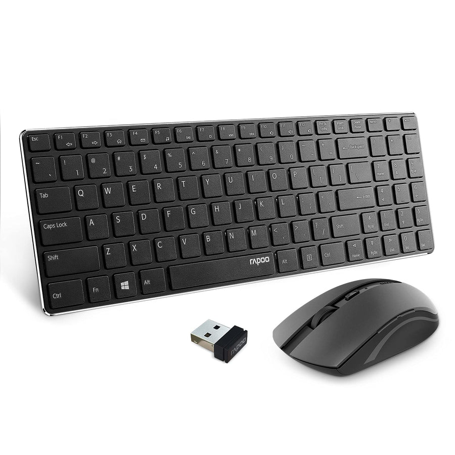 Rapoo Slim Wireless Keyboard and Mute Mouse Combo, 4.9m