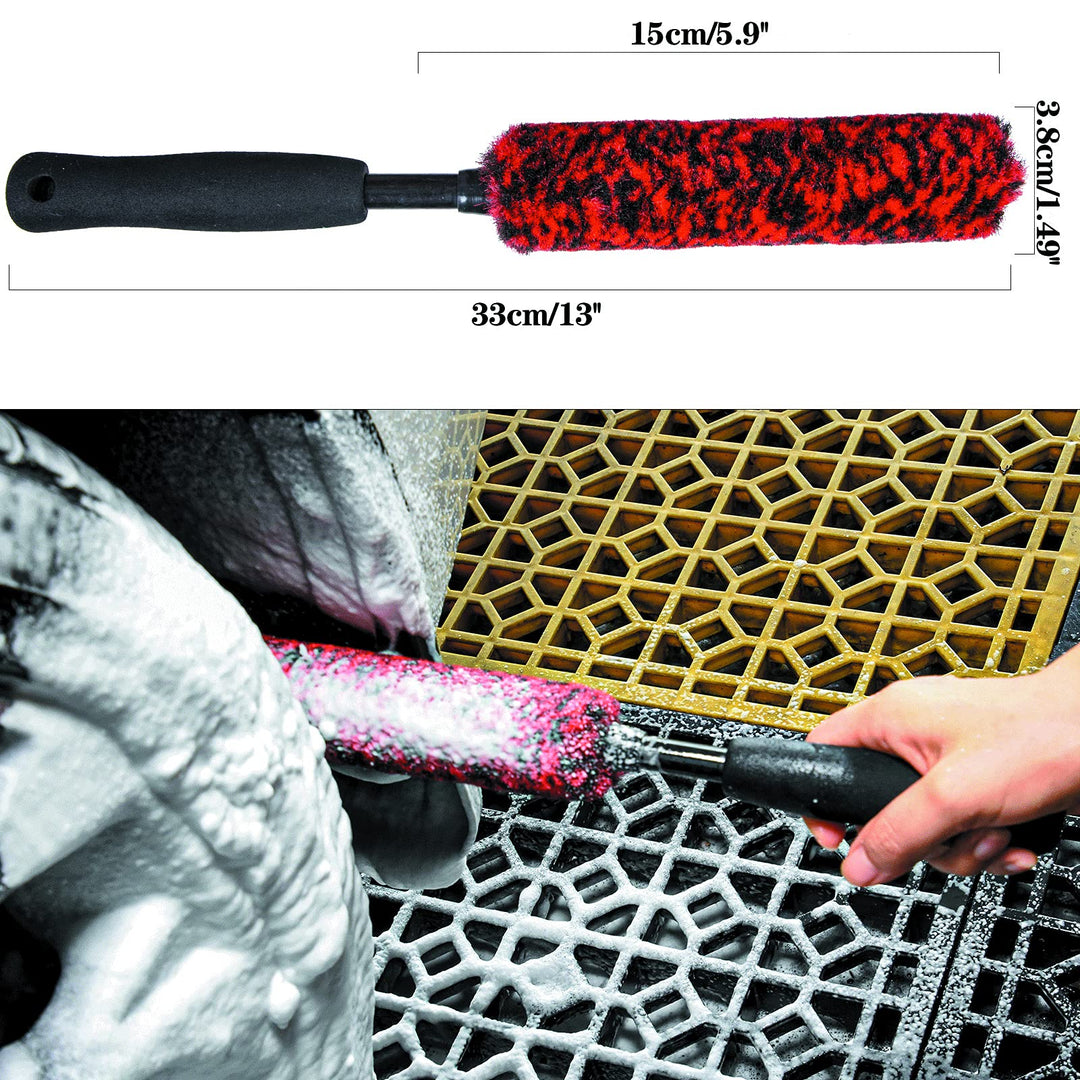Metal-Free Wheel Brushes(3 Pack), Wheel Brush, Soft, Dense Fibers Clean Car Rim Wheels Safely…