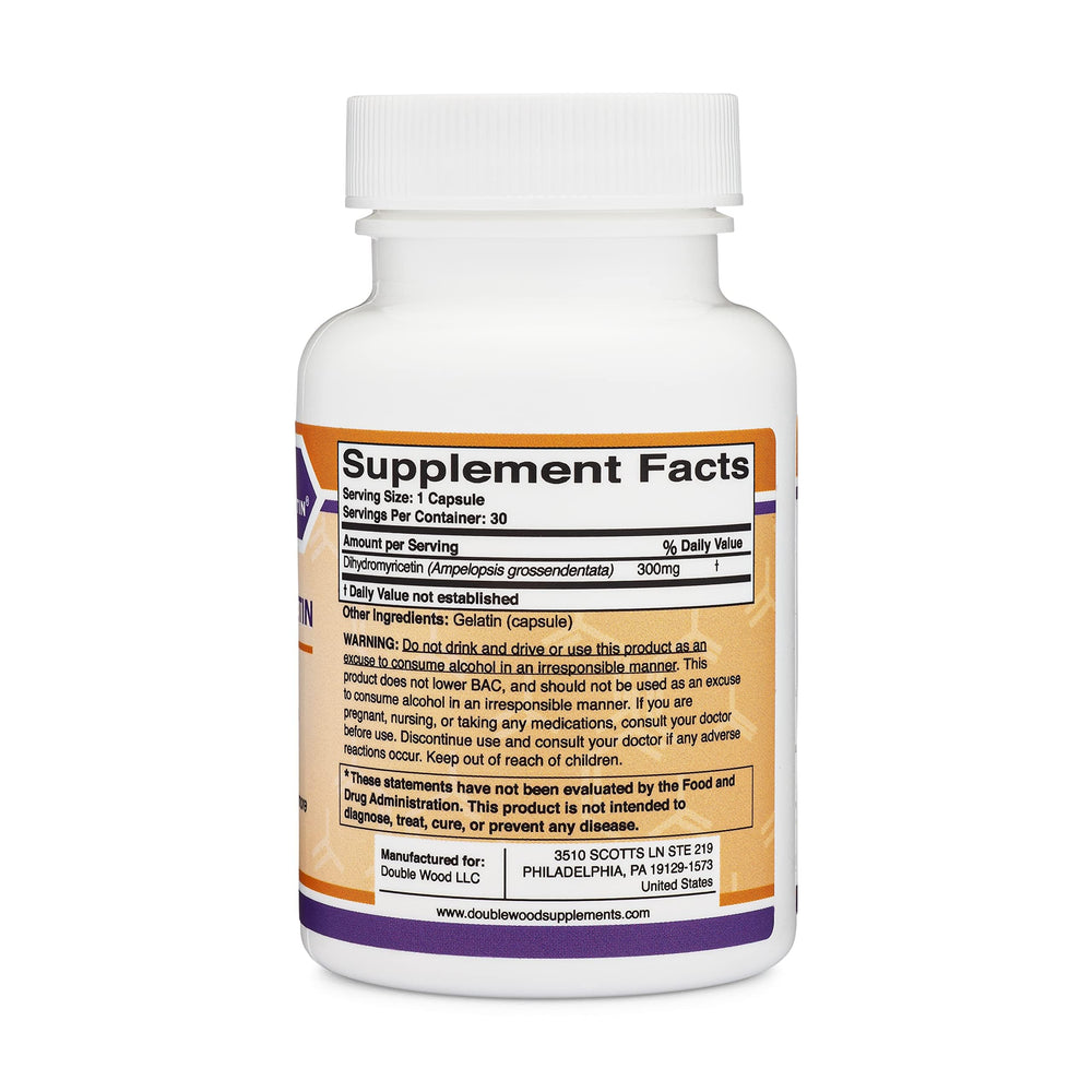 Dihydromyricetin (DHM) (Hovenia Dulcis Extract) Liver Support Supplement (Naturally Obtained from The Oriental Raisin Tree) 300mg, 30 Capsules