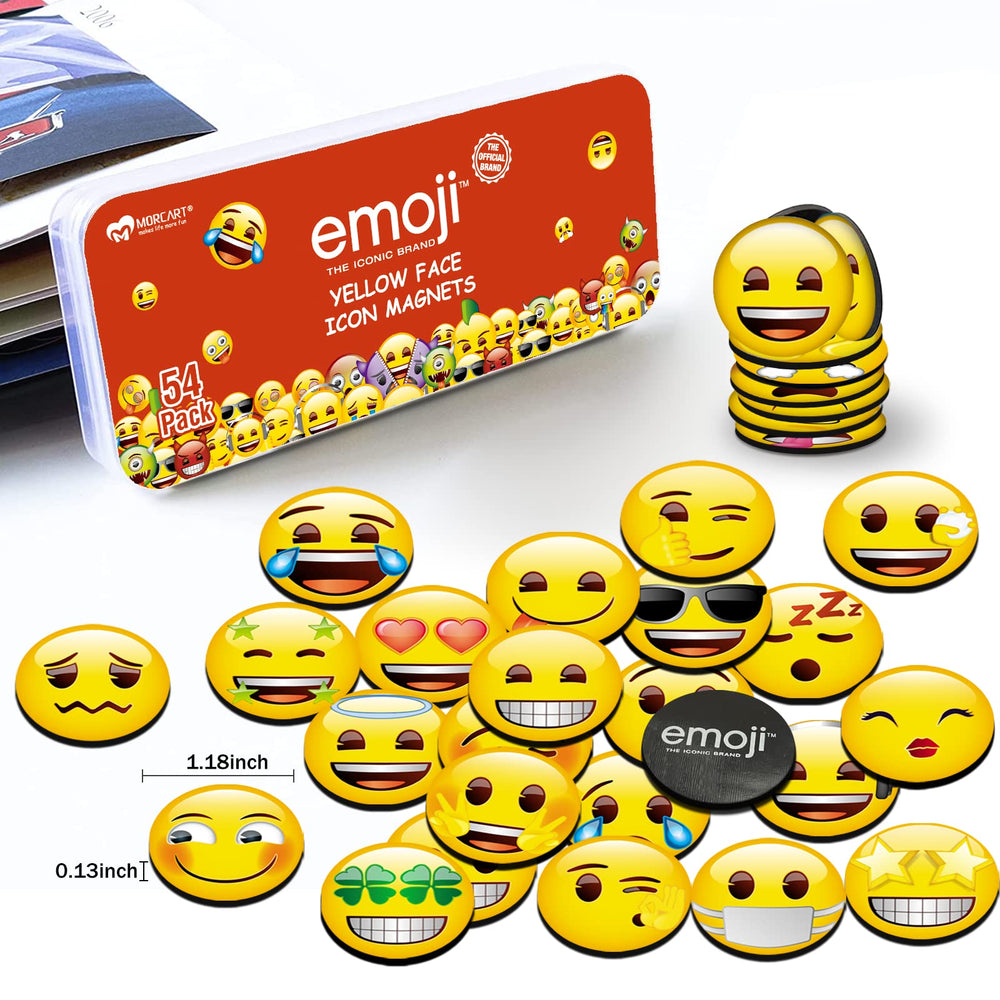 54PCS Fridge Magnets, Cute Emoji Locker Magnets, Decorative Refrigerator Magnetic Board Cabinets Classroom Office Cubicle School Funny Smiley Gifts for Adults (3cm)