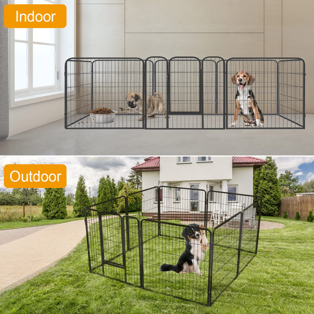 Dog Fence Puppy Pen Outdoor Pet Playpen Portable Dog Kennel Indoor Large Enclosure Heavy Duty Metal Play Yard Gate for Small Medium Dogs Rabbits Cats 8 Panels (31Lx24H-8Panels)