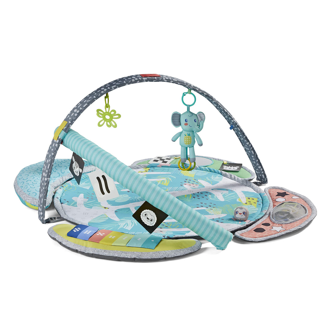 Infantino 5-in-1 Epic Developmental Learning Gym - 3 Play Modes, 5 Must-Have Baby Basics, Prop-Up Bolster, On-The-Go Activities, High Contrast Flashcards, Adjustable/Removable Arches, 32 Giant Mat