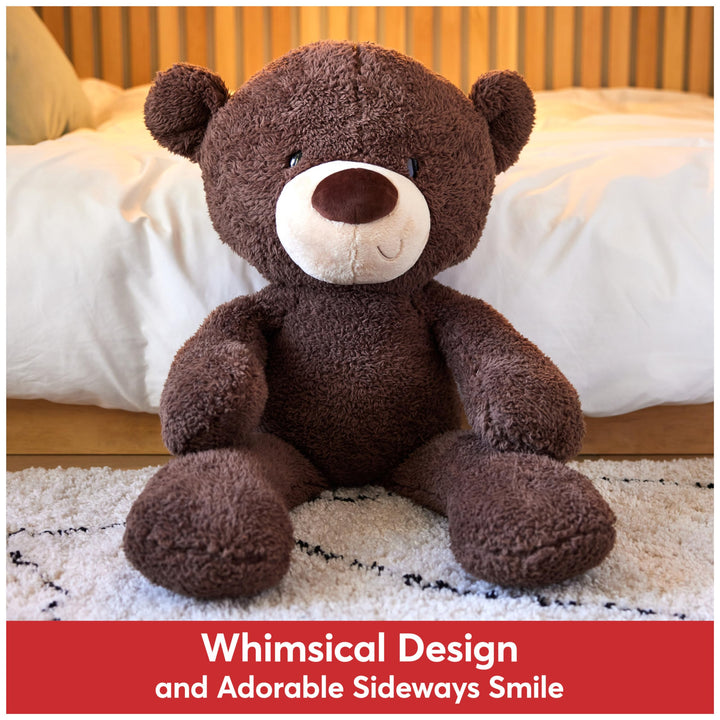 Fuzzy Teddy Bear, Premium Stuffed Animal for Ages 1 and Up, Chocolate Brown, 13.5”