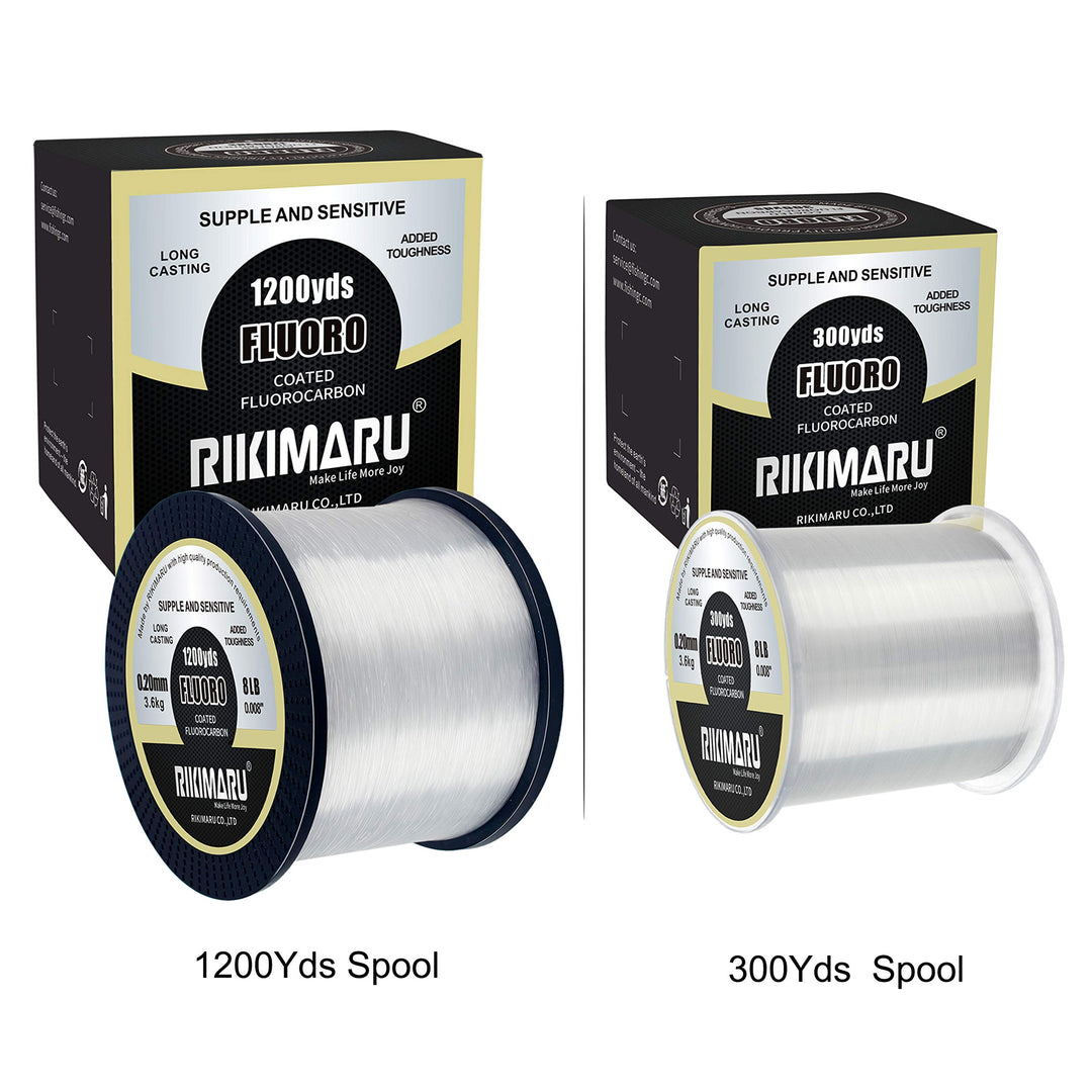 RIKIMARU Fluoro Fishing Line, 100% Fluorocarbon Coated 